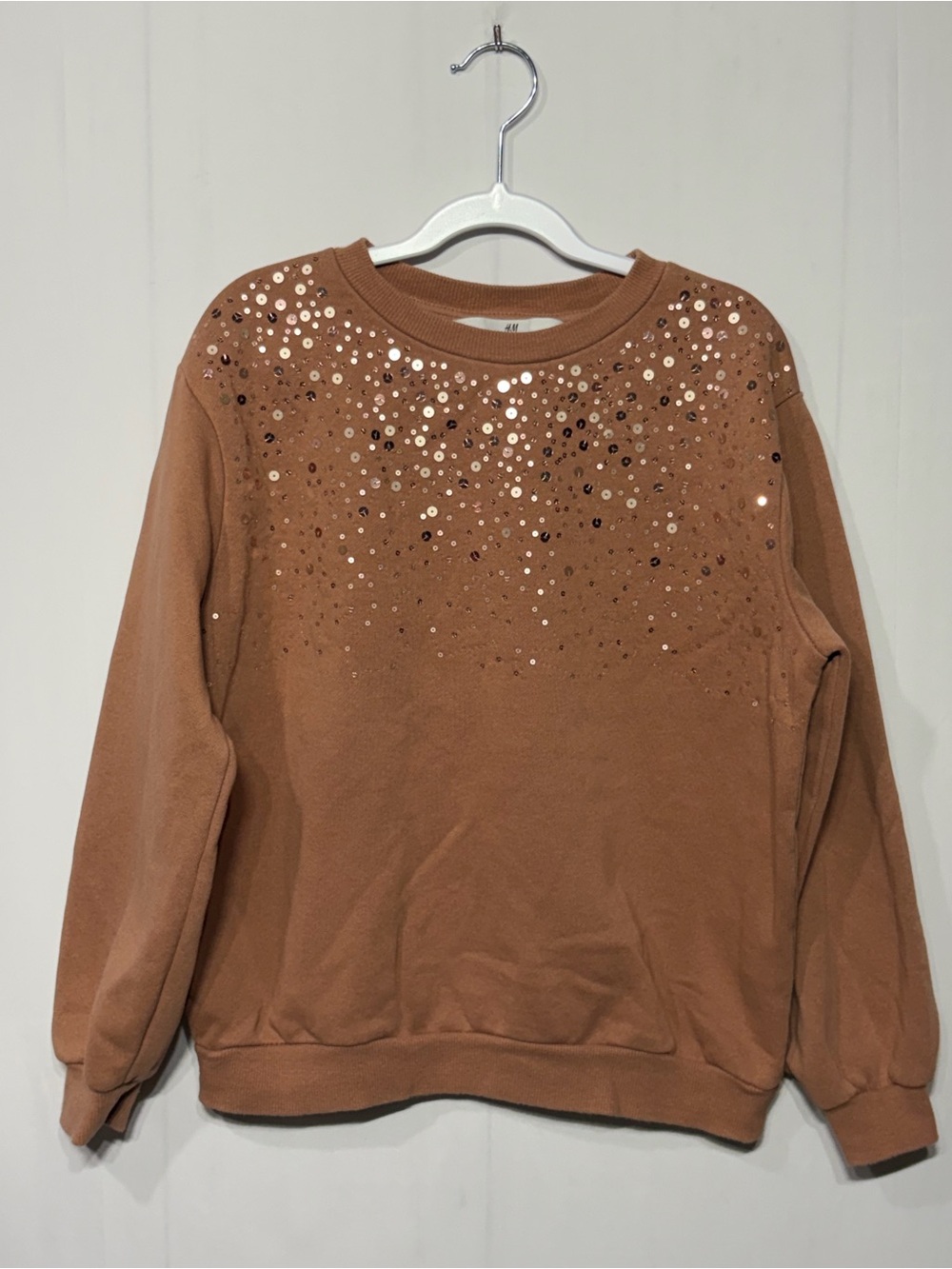 H&M Kids Sequin Crewneck Sweatshirt - Camel Brown